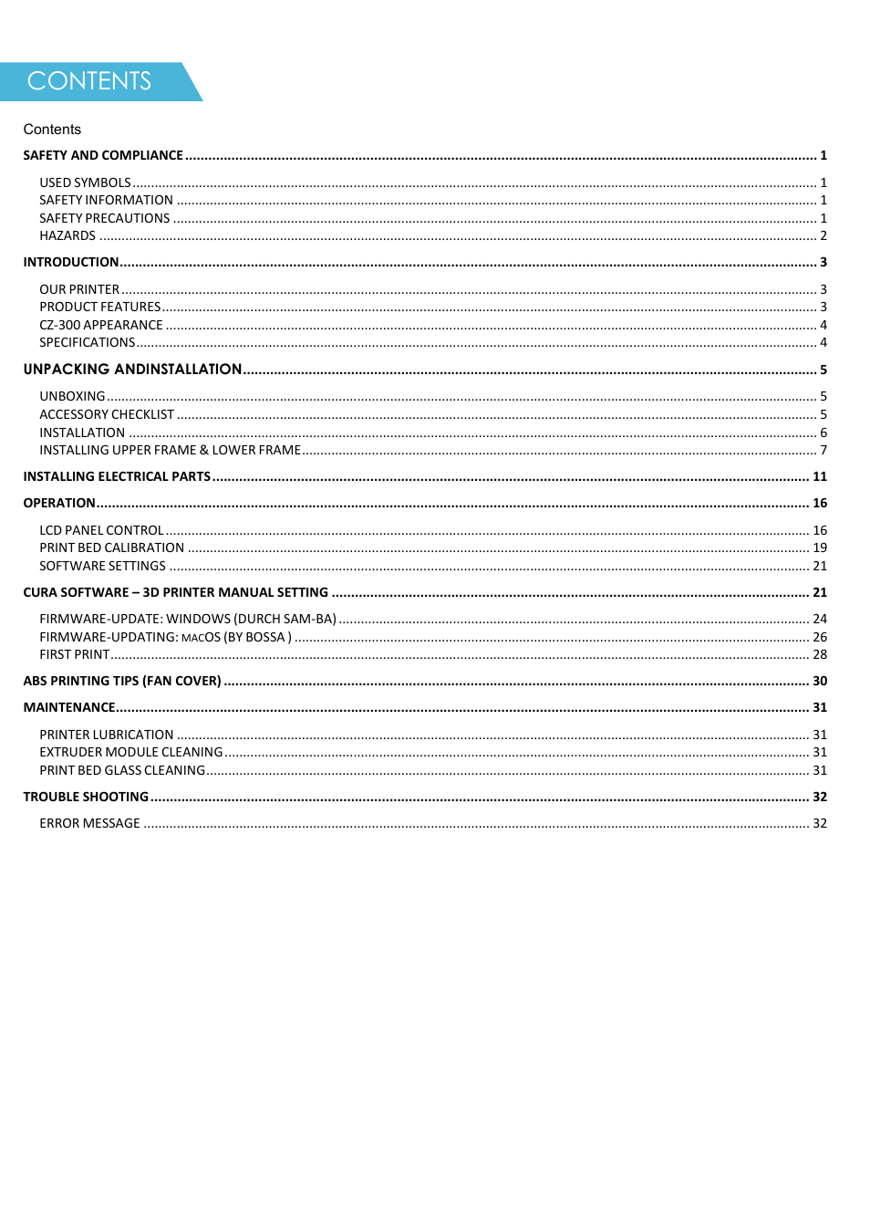 XYZprinting Crazy3DPrint CZ-300 DIY 3D Printer User Manual | Page 2 / 34
