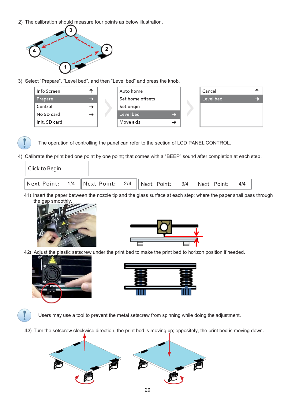 Click to begin, Next point | XYZprinting Crazy3DPrint CZ-300 DIY 3D Printer User Manual | Page 22 / 34