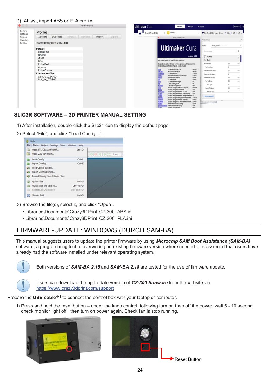 Firmware-update, Windows, Durch | Sam-ba), Firmware-update: windows (durch sam-ba) | XYZprinting Crazy3DPrint CZ-300 DIY 3D Printer User Manual | Page 26 / 34