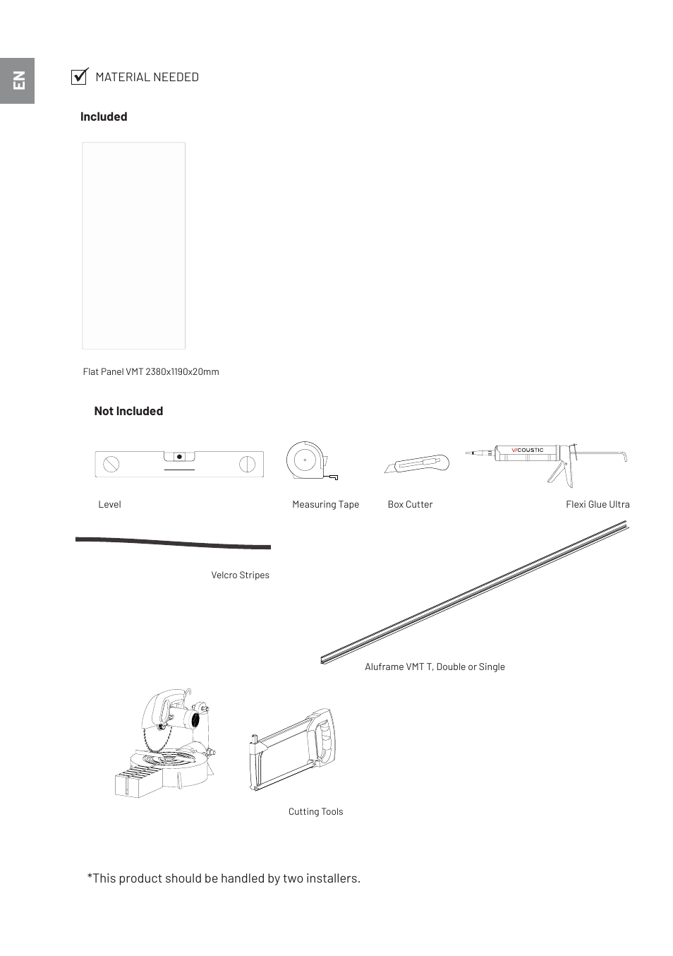 Vicoustic Flat Panel VMT Wall and Ceiling Acoustic Tile (Musk Green, 46.9 x 23.4 x 0.78", 4-Pack) User Manual | Page 2 / 8