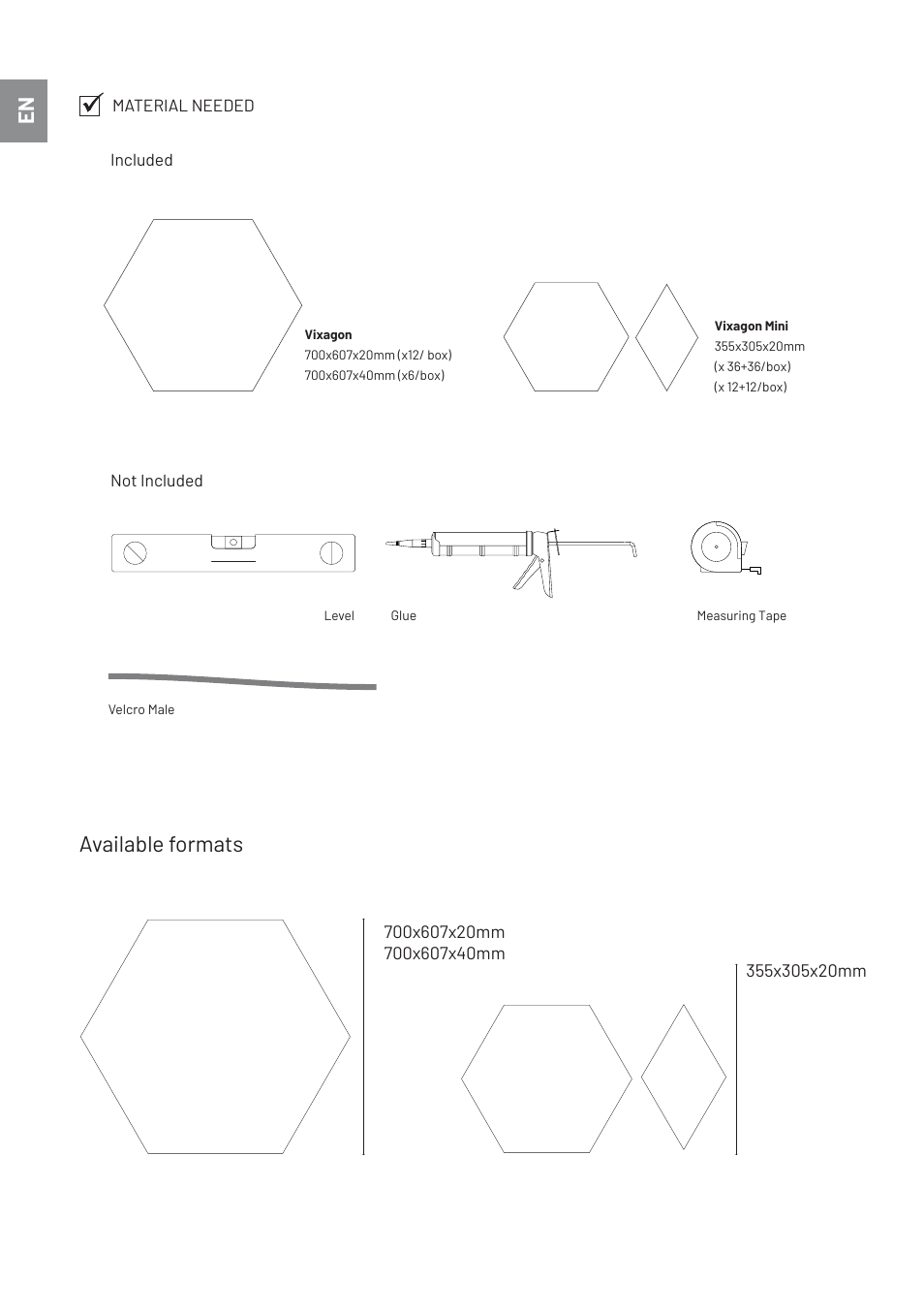 Available formats | Vicoustic Vixagon VMT Acoustic Panels (Blue, 27.5 x 23.8 x 0.78", 12-Pack) User Manual | Page 2 / 4