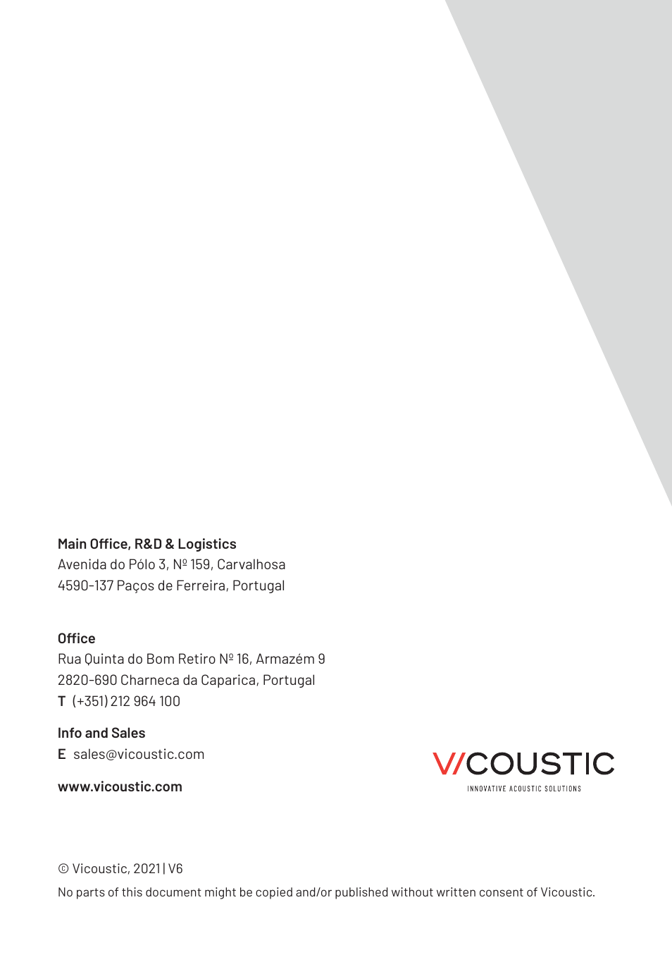 Vicoustic Wall/Ceiling Flat Panel VMT with Concrete, Pattern 1 (46.85 x 23.43 x 0.787", 8-Pack) User Manual | Page 8 / 8