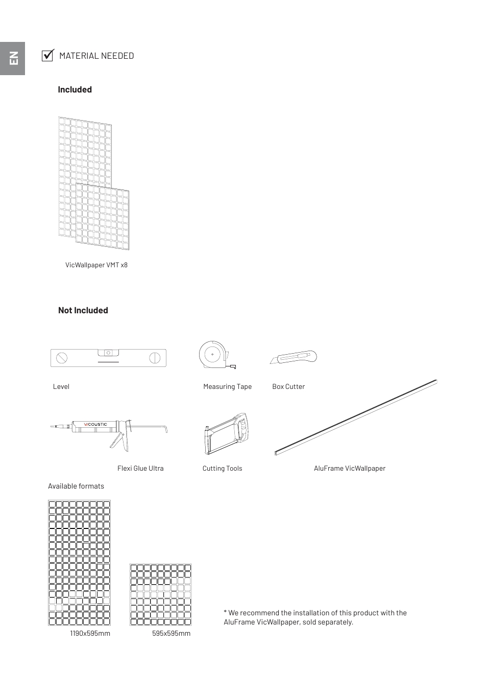 Vicoustic VicWallpaper VMT Acoustic Wallpaper Symmetric (Light Gray, 23.43 x 23.43 x 0.39", 8-Pack) User Manual | Page 2 / 8