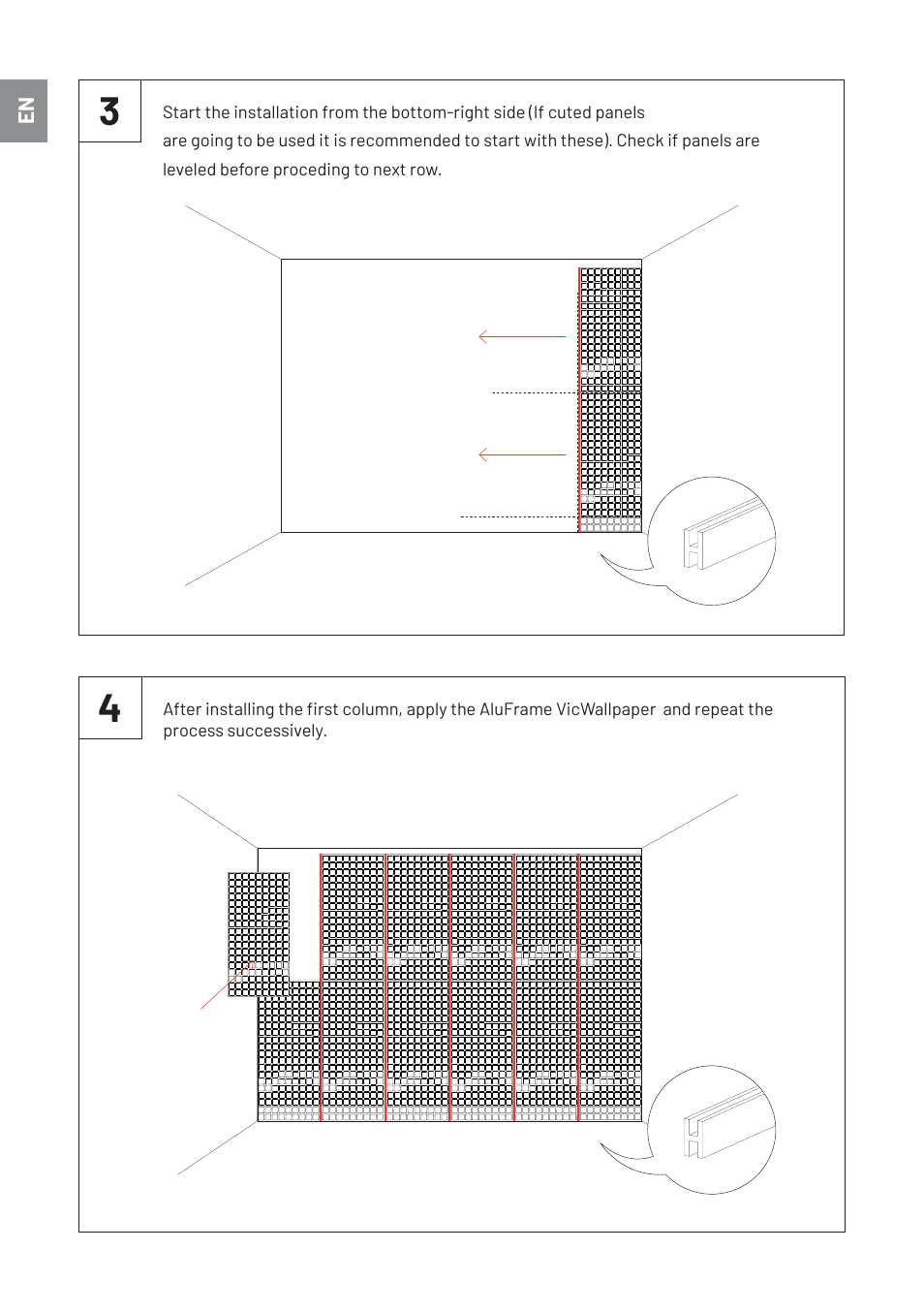 Vicoustic VicWallpaper VMT Acoustic Wallpaper Symmetric (Light Gray, 23.43 x 23.43 x 0.39", 8-Pack) User Manual | Page 6 / 8