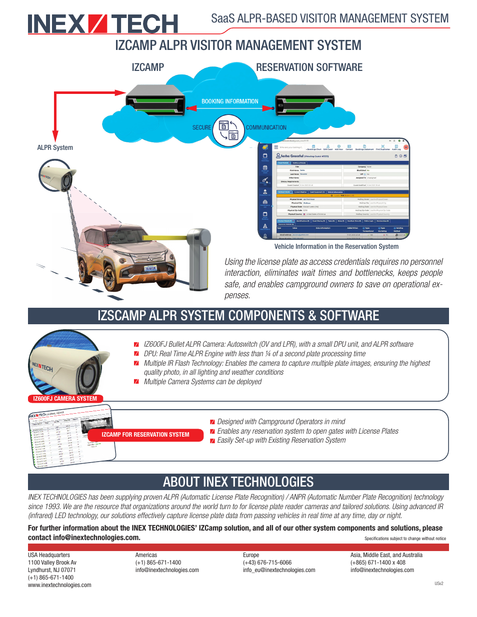 Izcamp alpr visitor management system, Saas alpr-based visitor management system, Reservation software | Izcamp | INEX TECHNOLOGIES IZCAMP IZCloud ALPR Management Software User Manual | Page 2 / 2