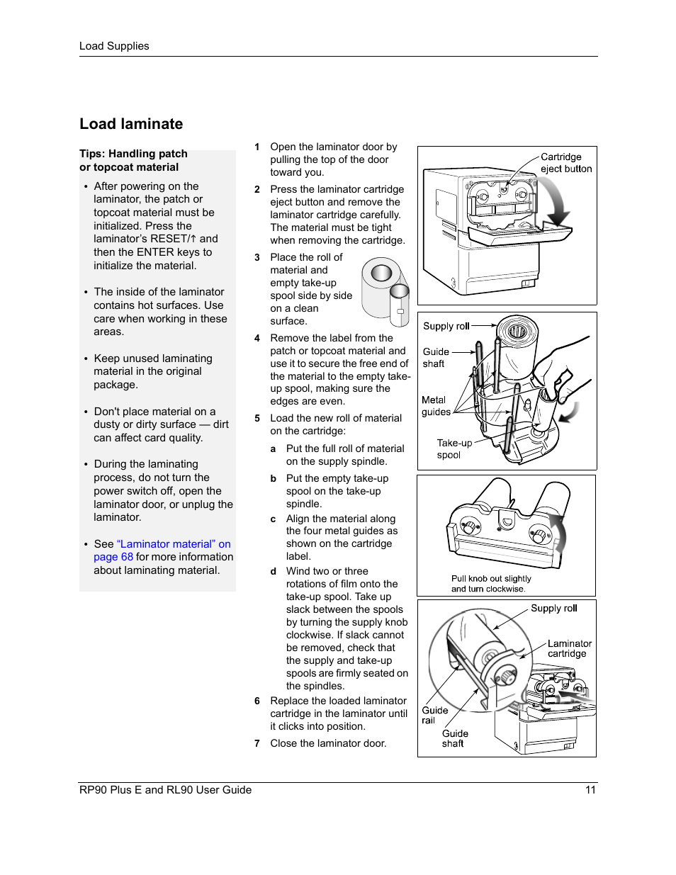 Load laminate | Datacard Group RL90 User Manual | Page 17 / 89