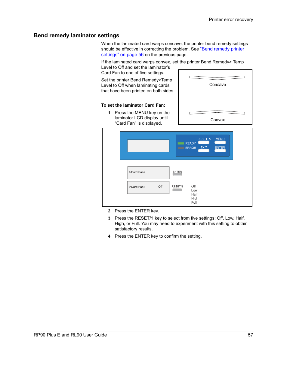 Bend remedy laminator settings | Datacard Group RL90 User Manual | Page 63 / 89