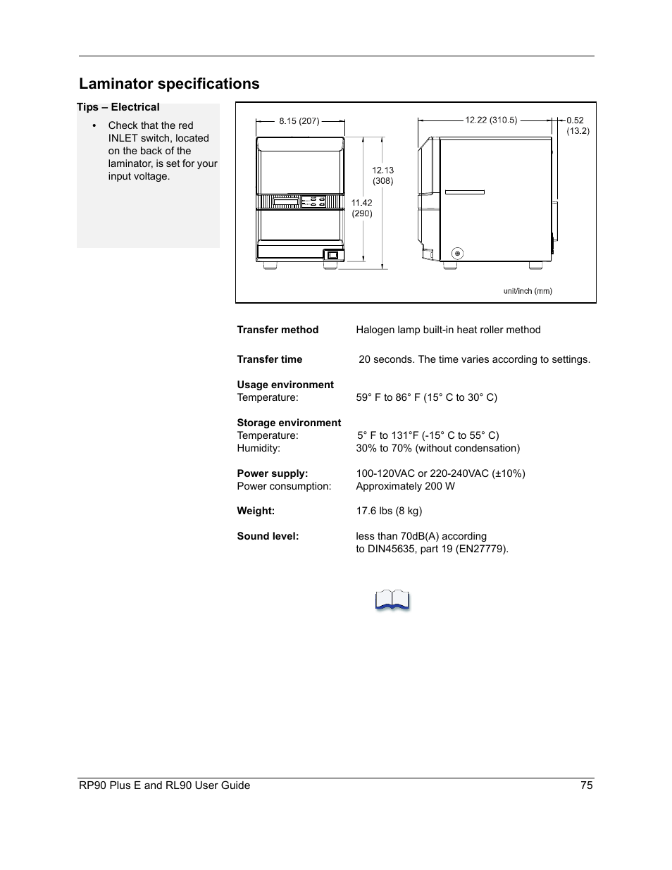 Laminator specifications | Datacard Group RL90 User Manual | Page 81 / 89