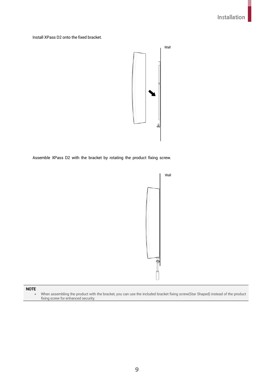 Installation | Suprema XPass D2 Outdoor Compact RFID Reader User Manual | Page 9 / 16