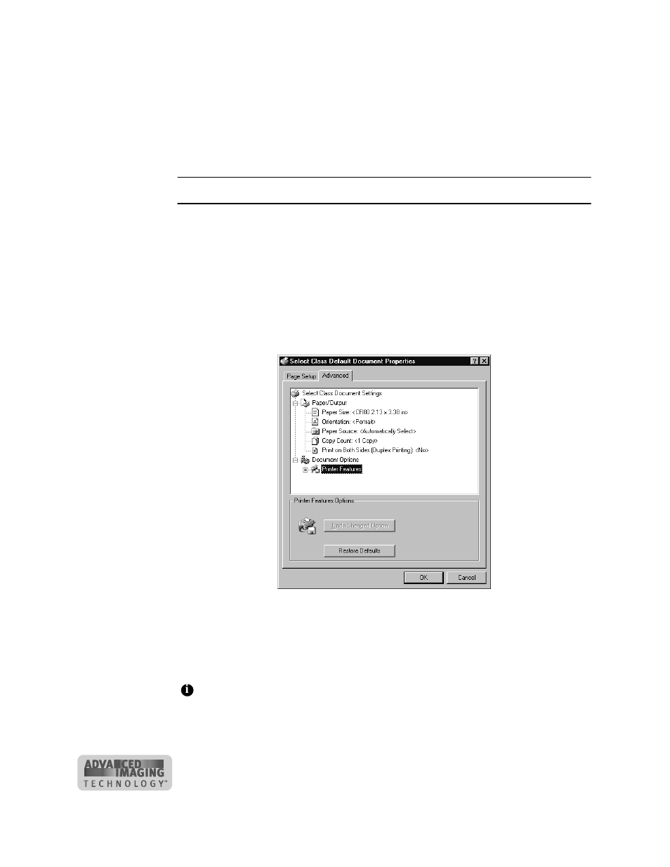 Use the default document properties dialog box | Datacard Group ImageCard SelectTM and UltraGrafix SelectTM Printers User Manual | Page 34 / 154