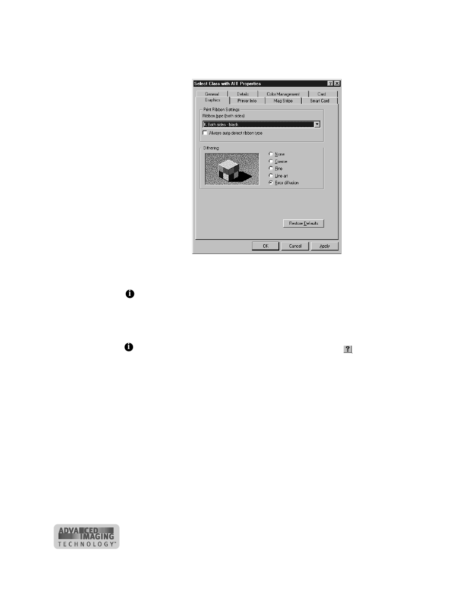 Settings and data for windows 2000 -6, Settings and data for windows 2000 | Datacard Group ImageCard SelectTM and UltraGrafix SelectTM Printers User Manual | Page 36 / 154