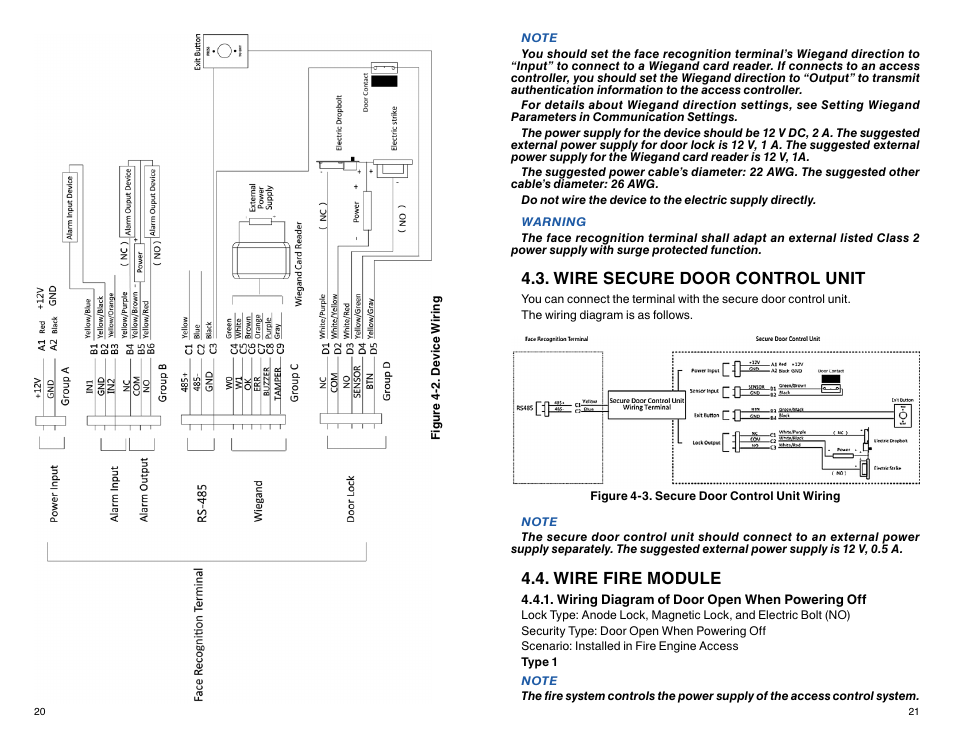 Wire secure door control unit, Wire fire module | ATN TITEW1000 Thermal Entry Wizard Access Control Station with Table Stand Mount User Manual | Page 11 / 56