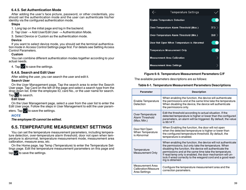 Temperature measurement settings | ATN TITEW1000 Thermal Entry Wizard Access Control Station with Table Stand Mount User Manual | Page 20 / 56