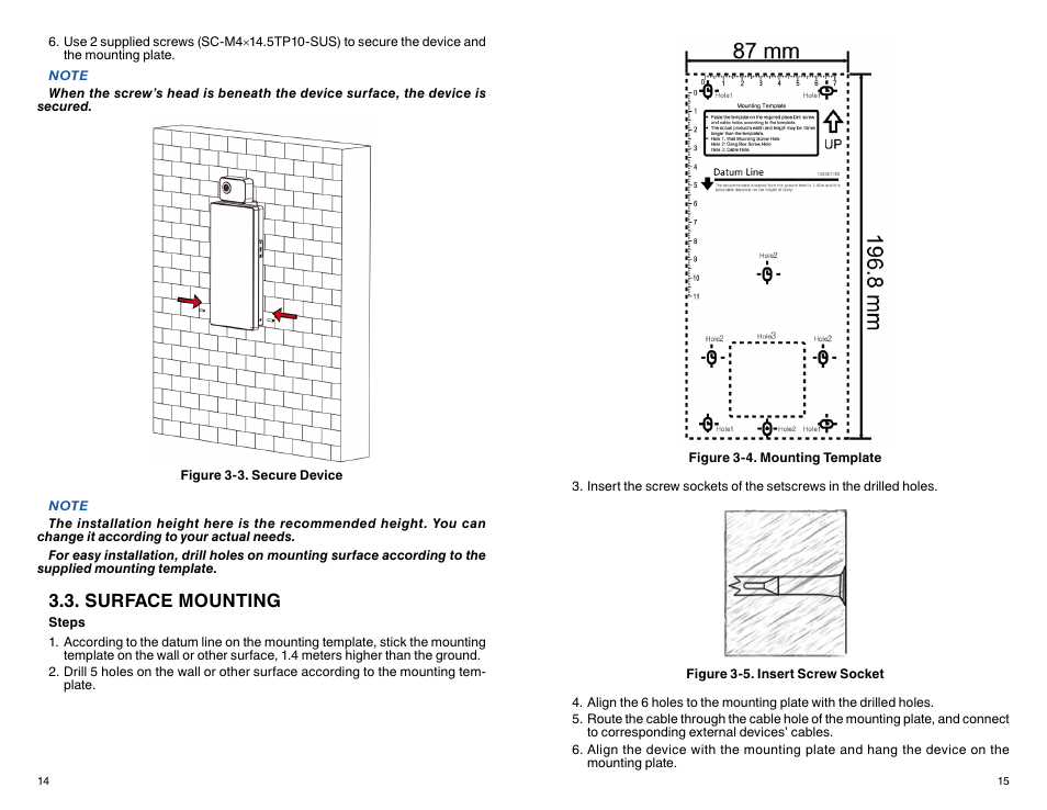 Surface mounting | ATN TITEW1000 Thermal Entry Wizard Access Control Station with Table Stand Mount User Manual | Page 8 / 56