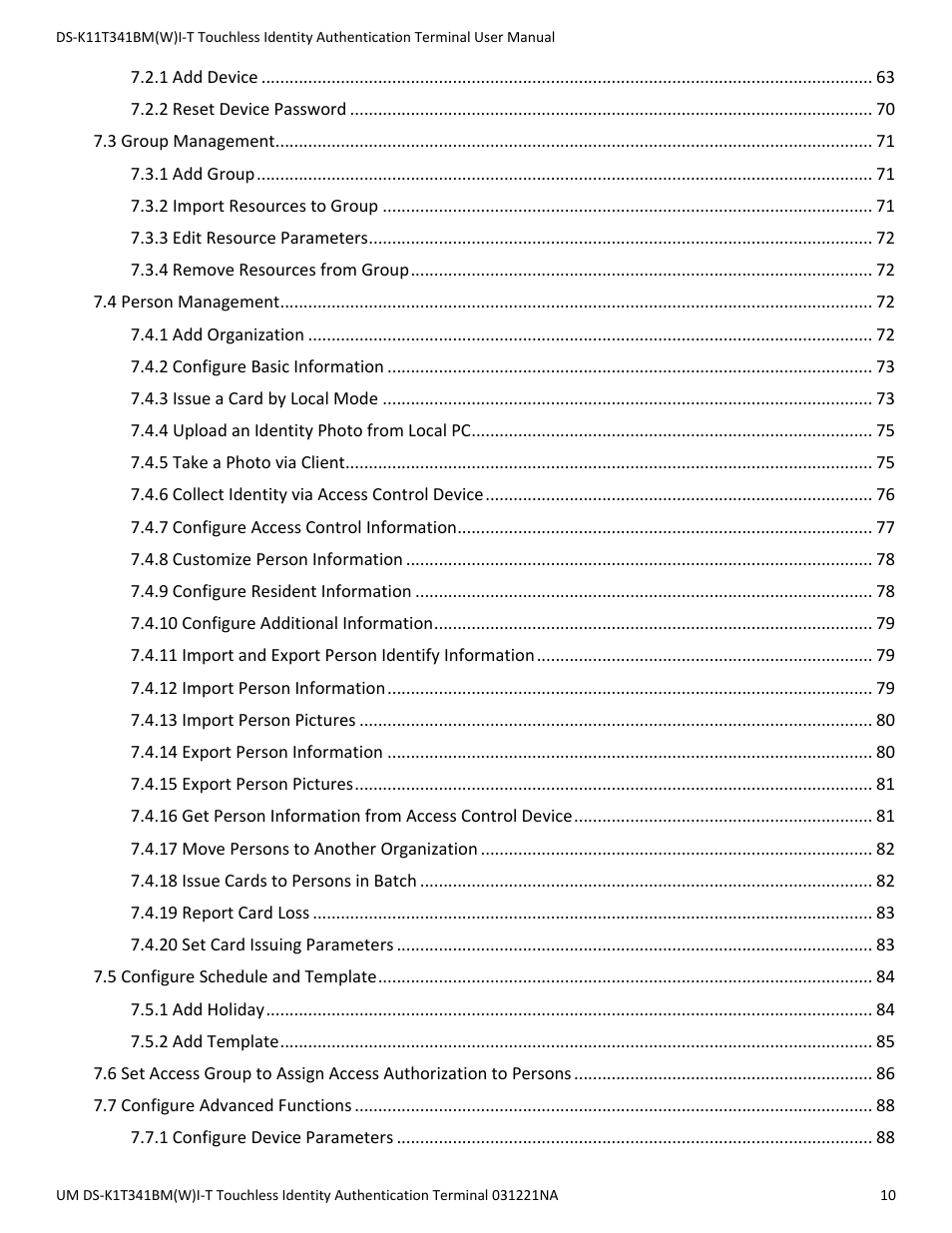 Hikvision DS-K1T341BMWI-T Touchless Identity Authentication Terminal User Manual | Page 10 / 141