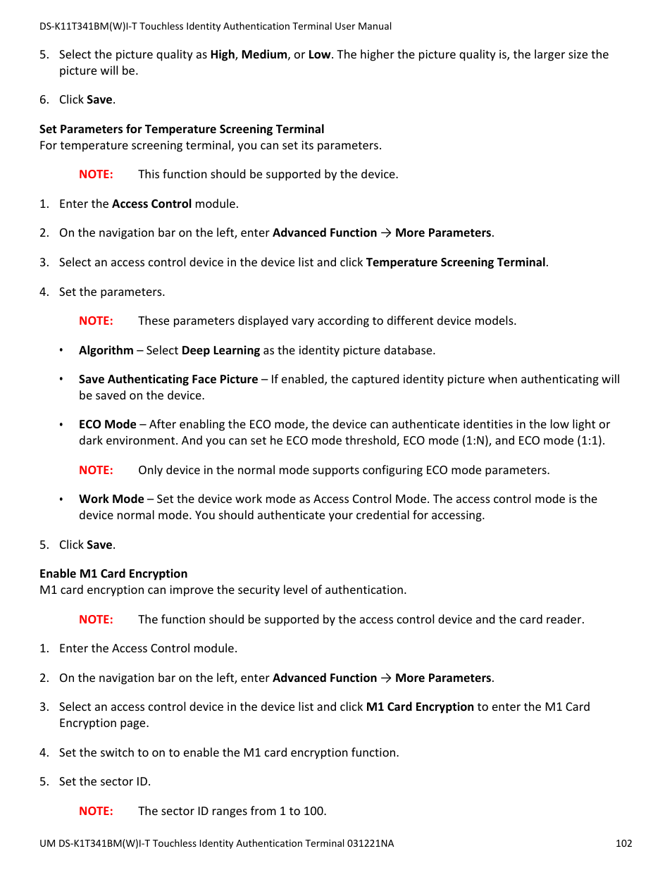 Hikvision DS-K1T341BMWI-T Touchless Identity Authentication Terminal User Manual | Page 102 / 141