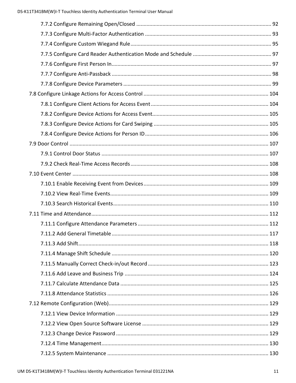 Hikvision DS-K1T341BMWI-T Touchless Identity Authentication Terminal User Manual | Page 11 / 141