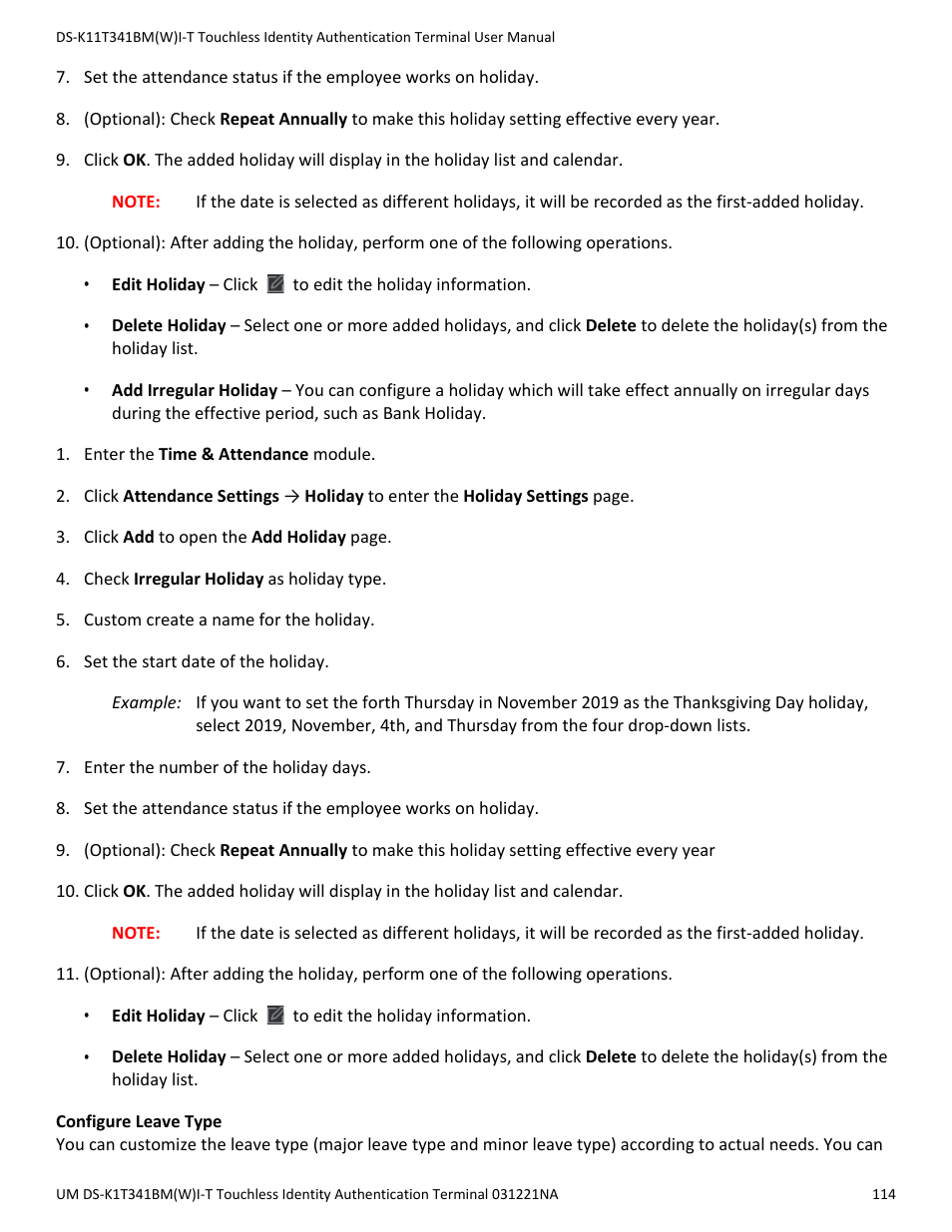 Hikvision DS-K1T341BMWI-T Touchless Identity Authentication Terminal User Manual | Page 114 / 141