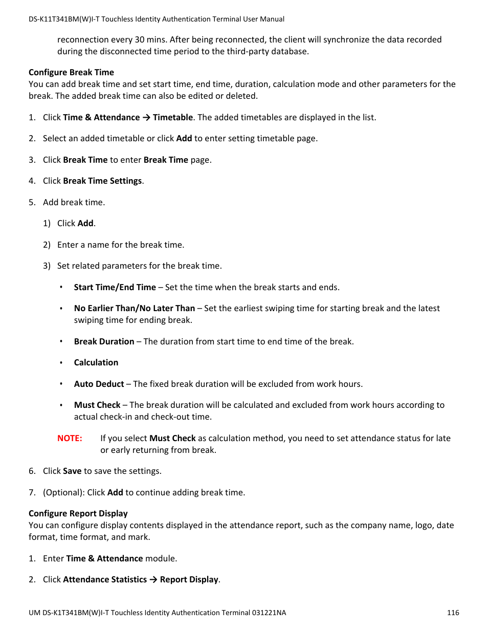 Hikvision DS-K1T341BMWI-T Touchless Identity Authentication Terminal User Manual | Page 116 / 141