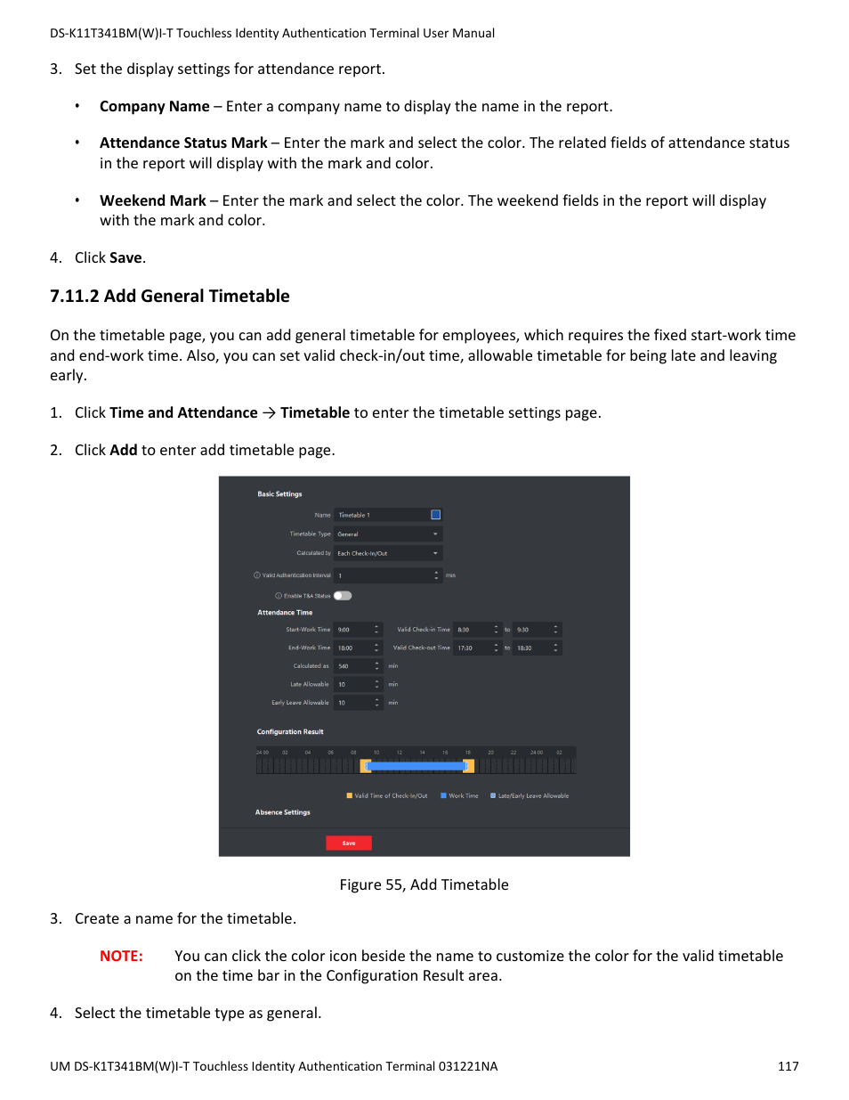 2 add general timetable | Hikvision DS-K1T341BMWI-T Touchless Identity Authentication Terminal User Manual | Page 117 / 141