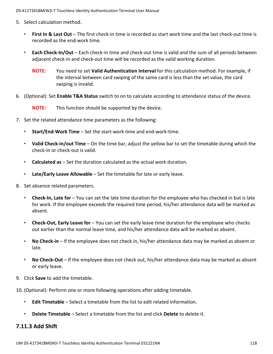 3 add shift | Hikvision DS-K1T341BMWI-T Touchless Identity Authentication Terminal User Manual | Page 118 / 141