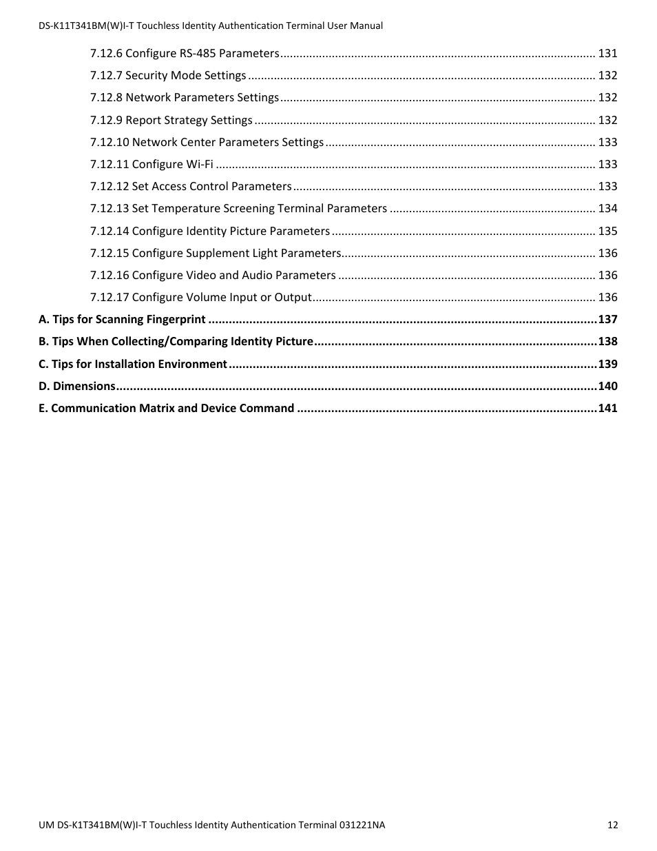 Hikvision DS-K1T341BMWI-T Touchless Identity Authentication Terminal User Manual | Page 12 / 141