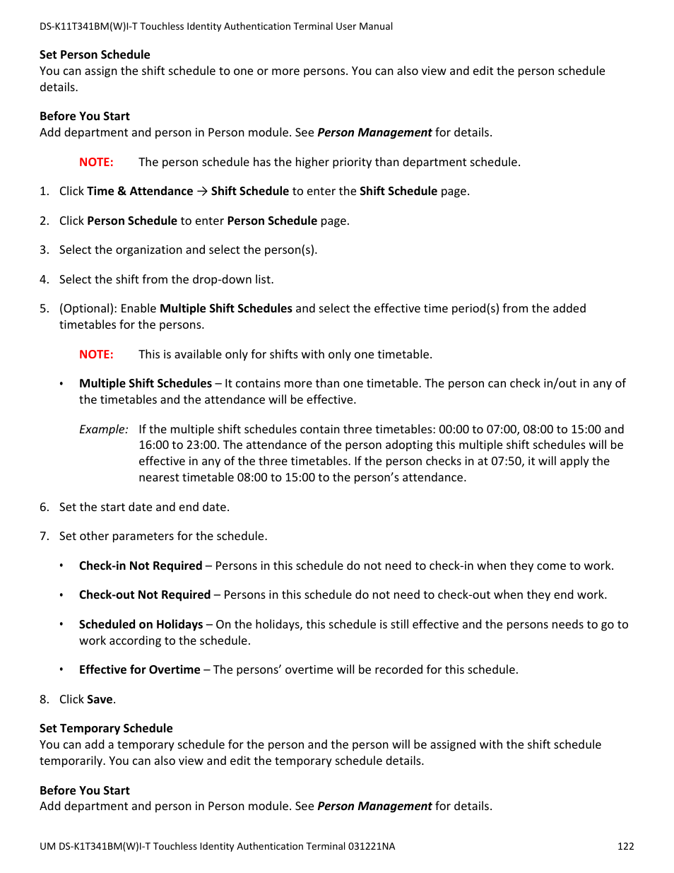 Hikvision DS-K1T341BMWI-T Touchless Identity Authentication Terminal User Manual | Page 122 / 141