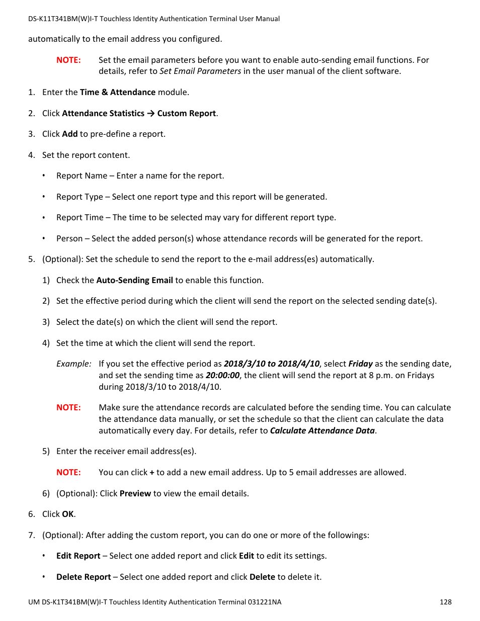 Hikvision DS-K1T341BMWI-T Touchless Identity Authentication Terminal User Manual | Page 128 / 141