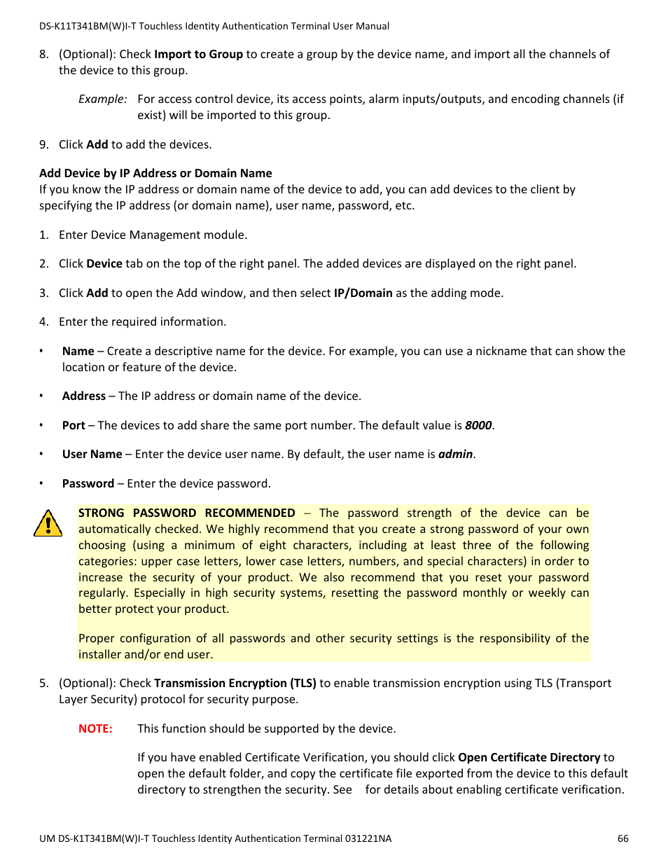 Hikvision DS-K1T341BMWI-T Touchless Identity Authentication Terminal User Manual | Page 66 / 141