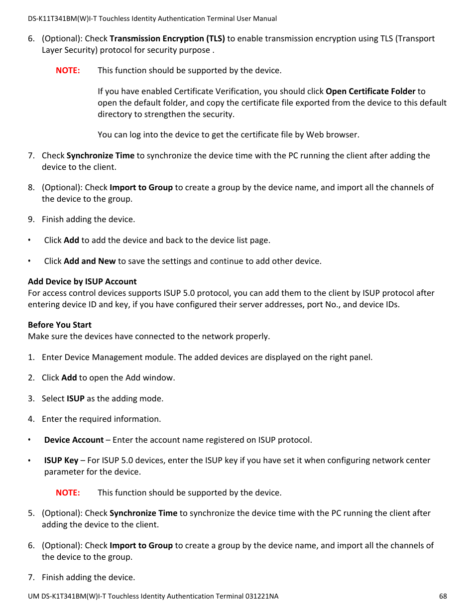 Hikvision DS-K1T341BMWI-T Touchless Identity Authentication Terminal User Manual | Page 68 / 141