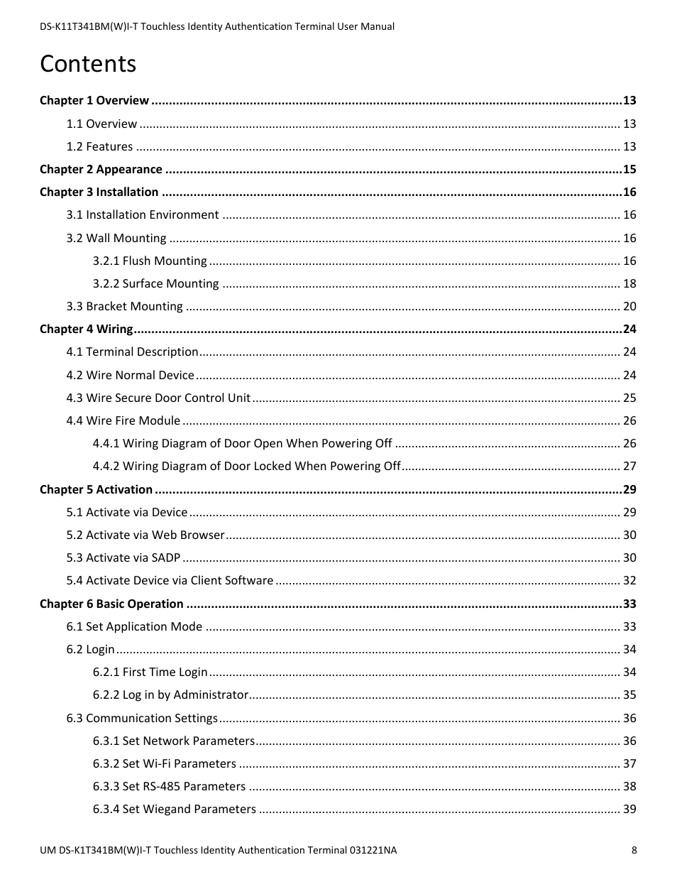 Hikvision DS-K1T341BMWI-T Touchless Identity Authentication Terminal User Manual | Page 8 / 141