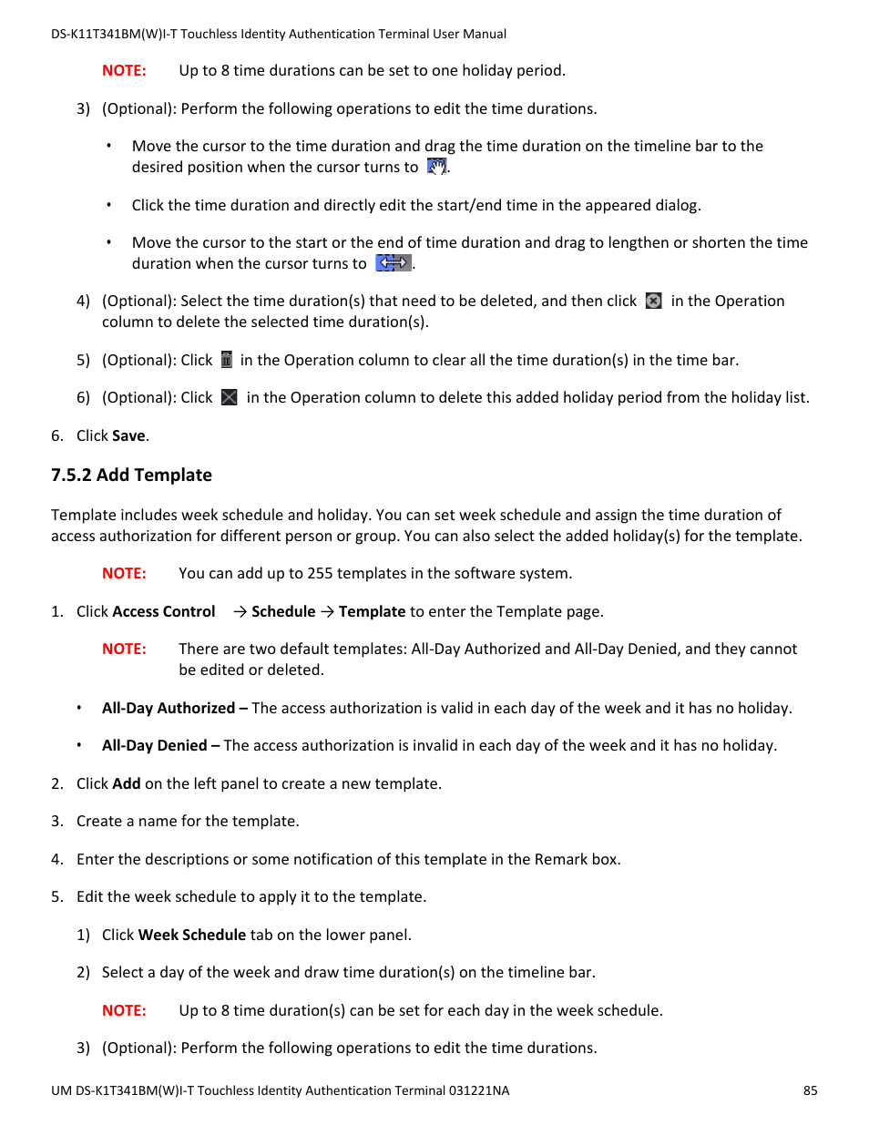 2 add template | Hikvision DS-K1T341BMWI-T Touchless Identity Authentication Terminal User Manual | Page 85 / 141
