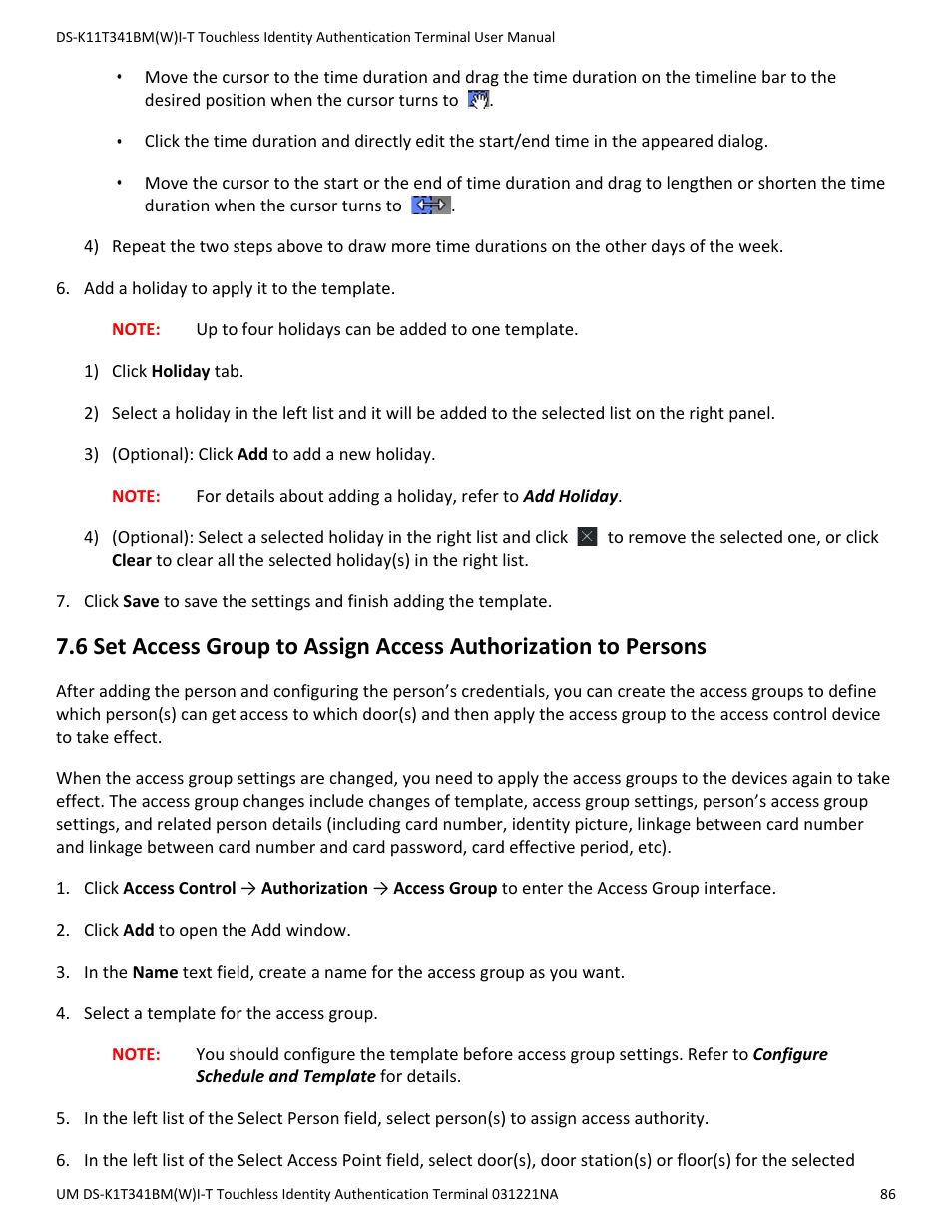 Set access group to assign access, Authorization to persons, Set access group to assign access authorization to | Persons | Hikvision DS-K1T341BMWI-T Touchless Identity Authentication Terminal User Manual | Page 86 / 141