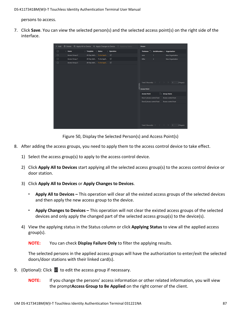 Hikvision DS-K1T341BMWI-T Touchless Identity Authentication Terminal User Manual | Page 87 / 141