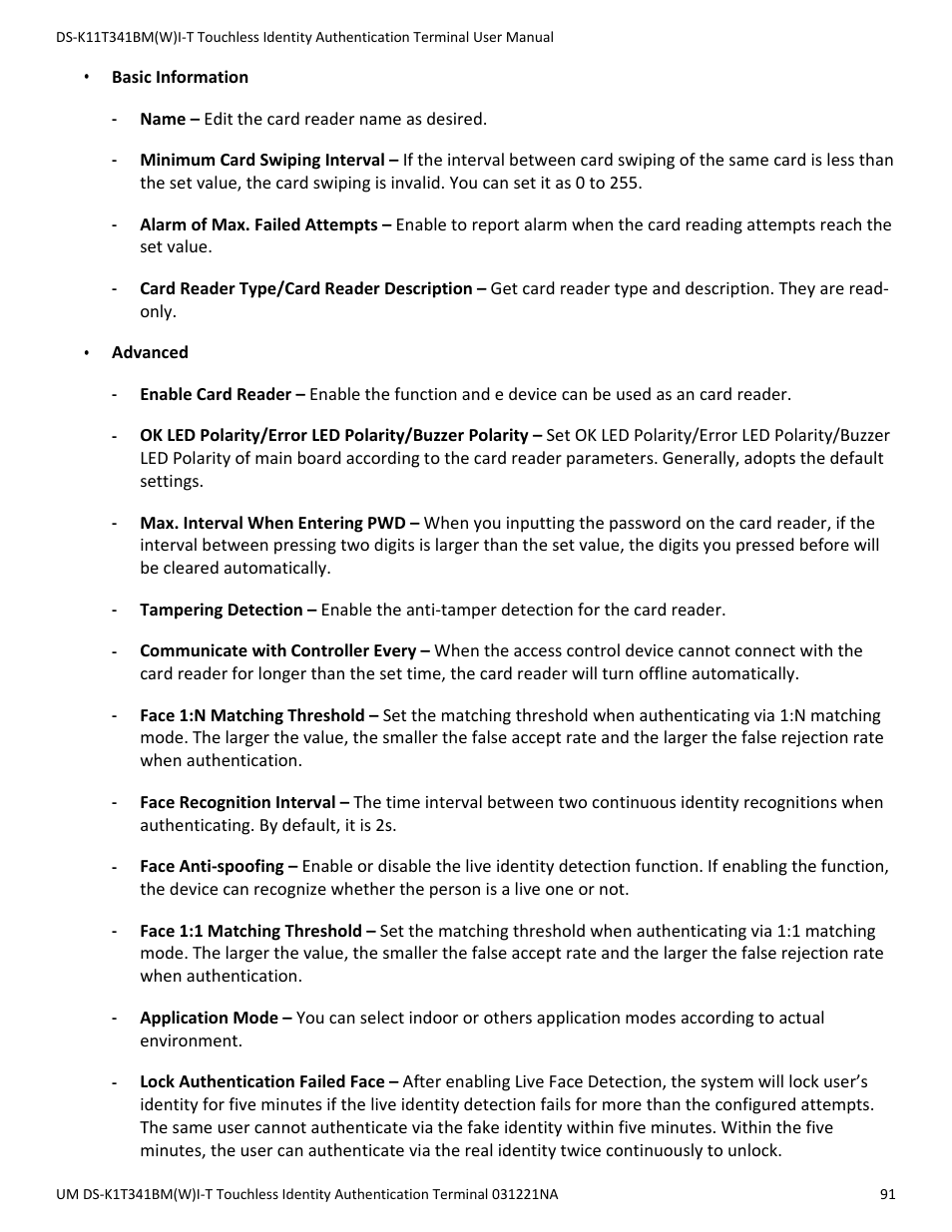 Hikvision DS-K1T341BMWI-T Touchless Identity Authentication Terminal User Manual | Page 91 / 141