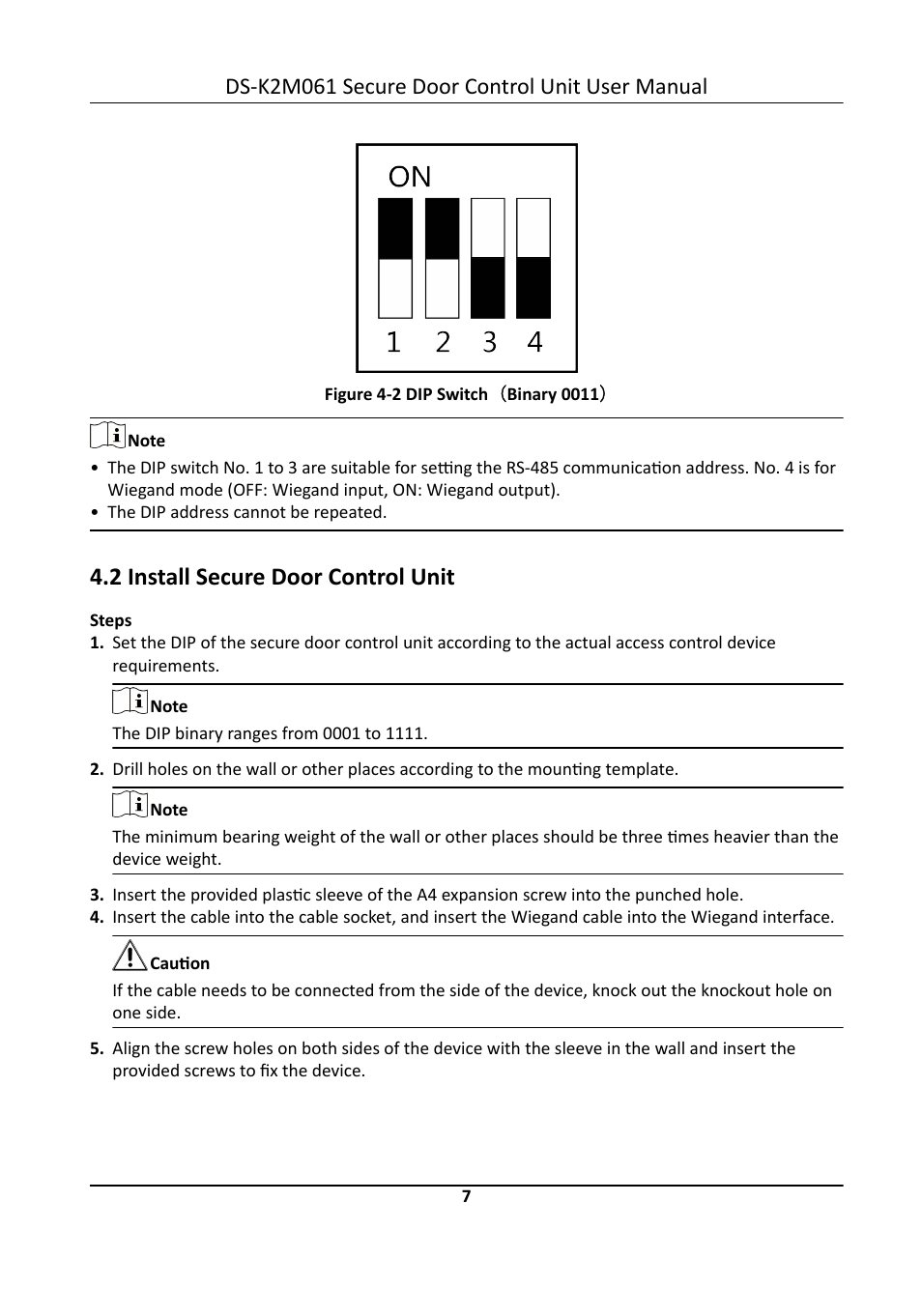 2 install secure door control unit, Ds-k2m061 secure door control unit user manual | Hikvision DS-K2M061 Secure Door Control Unit User Manual | Page 13 / 17