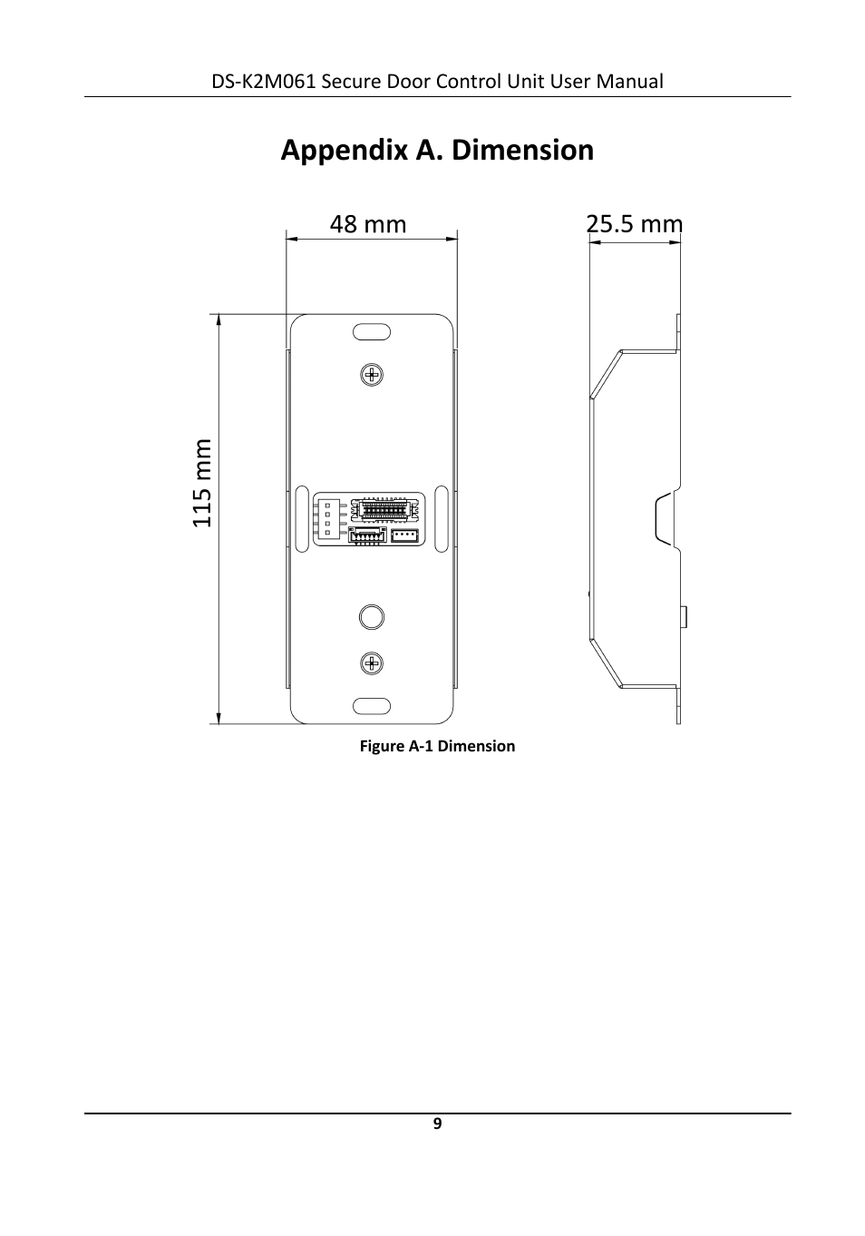 Appendix a. dimension | Hikvision DS-K2M061 Secure Door Control Unit User Manual | Page 15 / 17