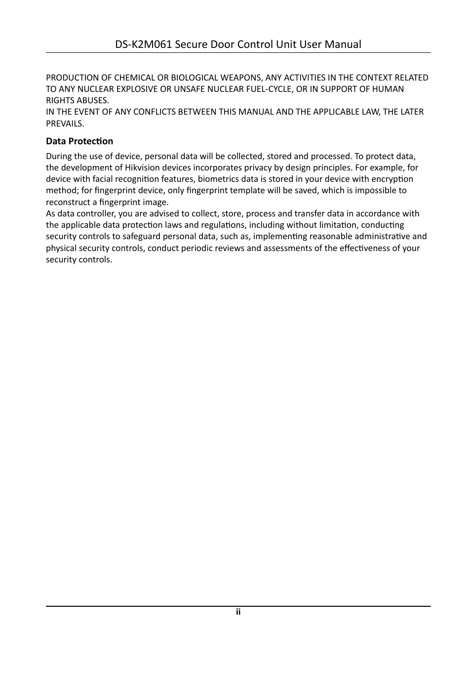 Ds-k2m061 secure door control unit user manual | Hikvision DS-K2M061 Secure Door Control Unit User Manual | Page 3 / 17