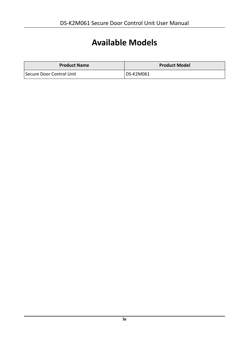 Available models | Hikvision DS-K2M061 Secure Door Control Unit User Manual | Page 5 / 17