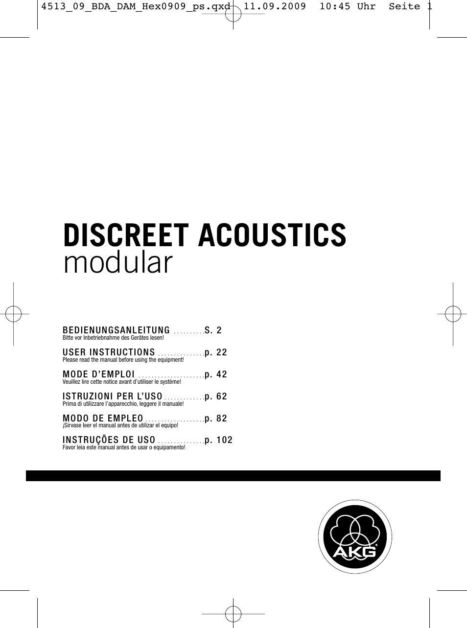 Akg HM 1000 Ceiling Hanging Module for CK Series Microphone Capsules User Manual | 132 pages