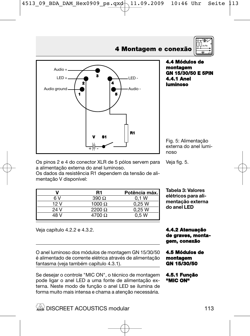 4 montagem e conexão, Discreet acoustics modular | Akg HM 1000 Ceiling Hanging Module for CK Series Microphone Capsules User Manual | Page 113 / 132