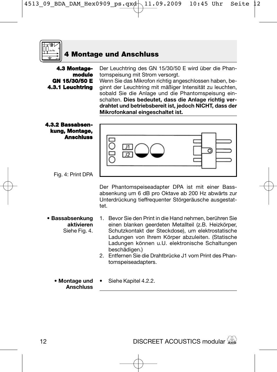 4 montage und anschluss | Akg HM 1000 Ceiling Hanging Module for CK Series Microphone Capsules User Manual | Page 12 / 132