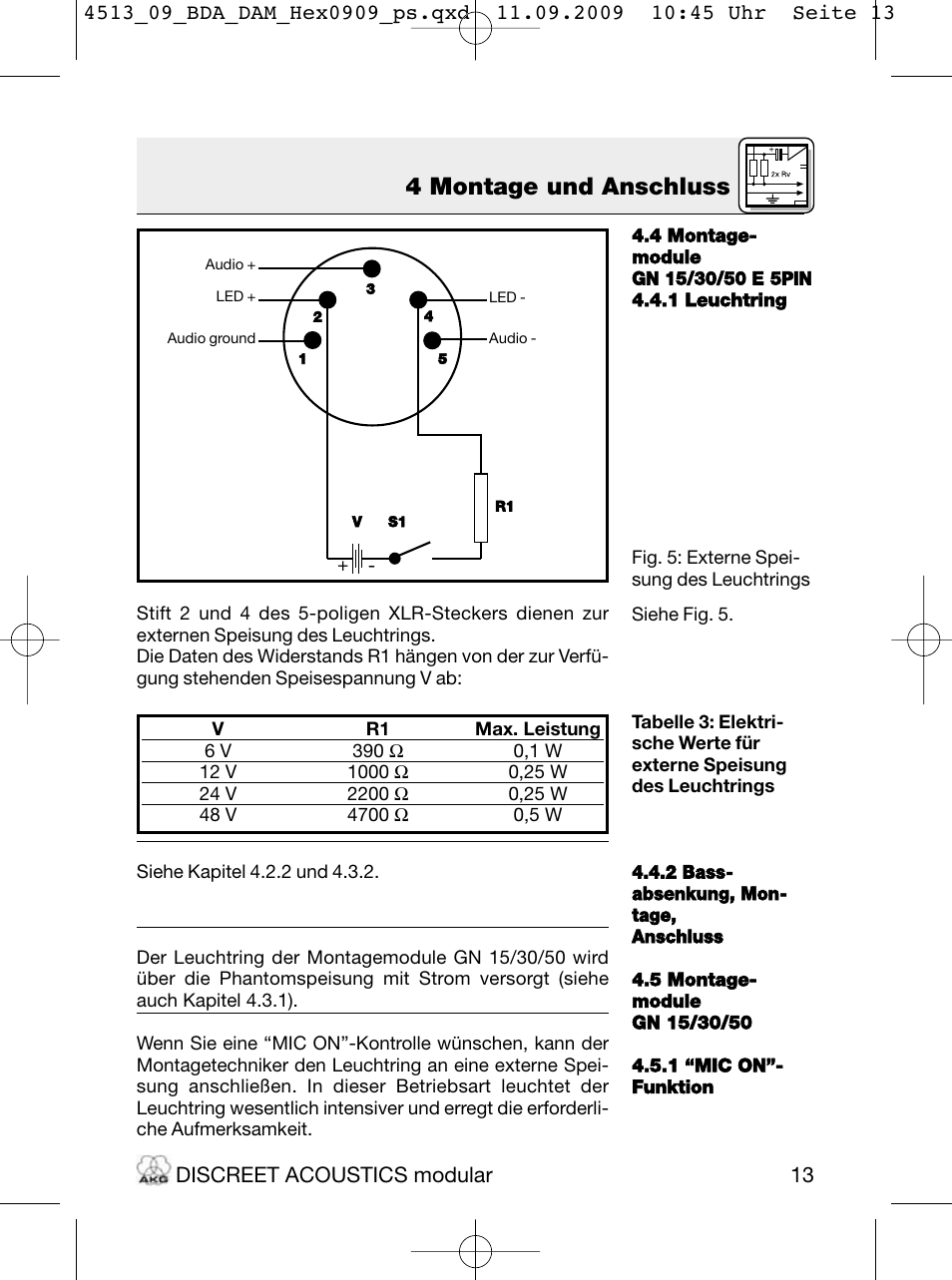 4 montage und anschluss, 13 discreet acoustics modular | Akg HM 1000 Ceiling Hanging Module for CK Series Microphone Capsules User Manual | Page 13 / 132