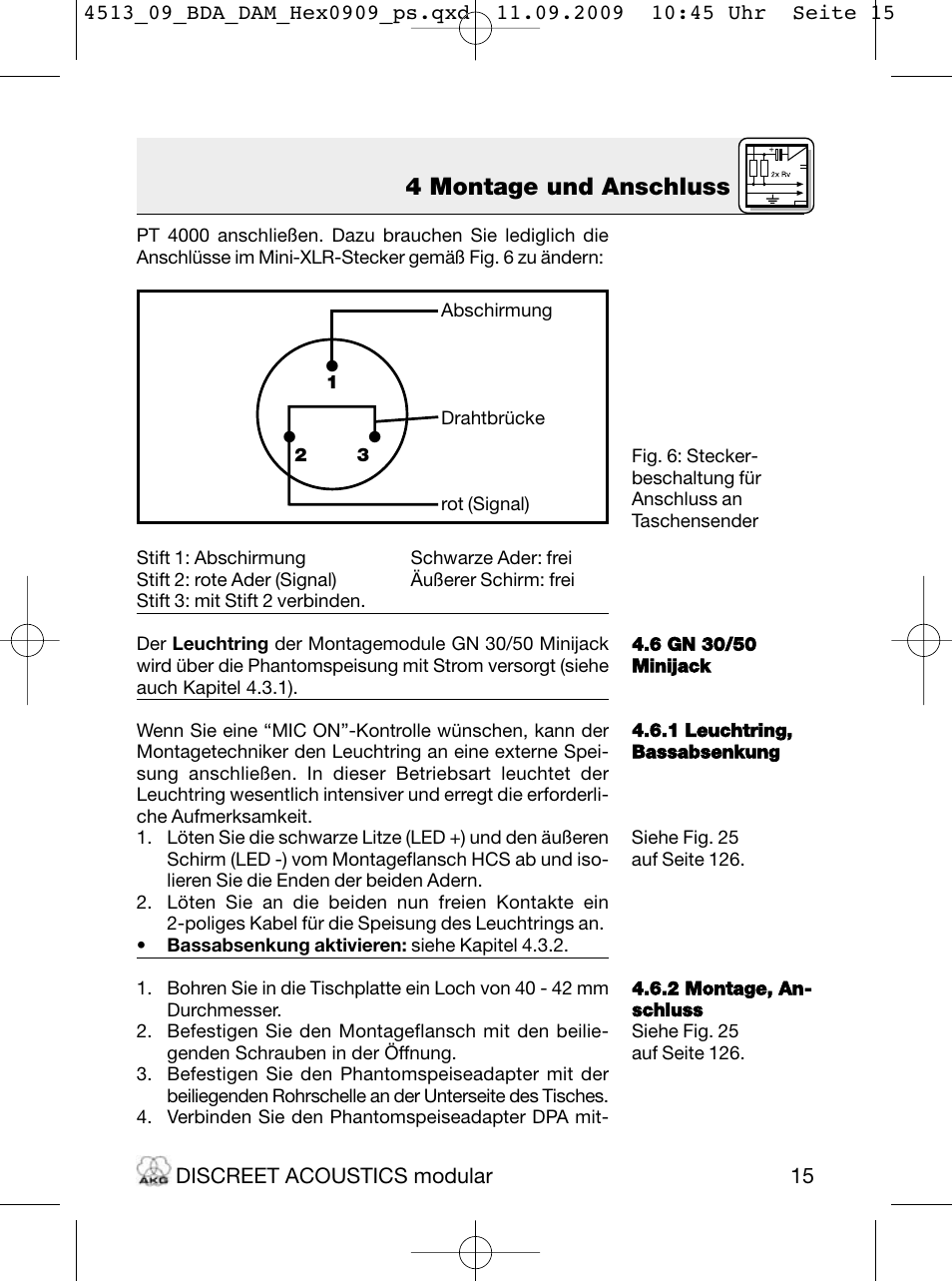 4 montage und anschluss | Akg HM 1000 Ceiling Hanging Module for CK Series Microphone Capsules User Manual | Page 15 / 132