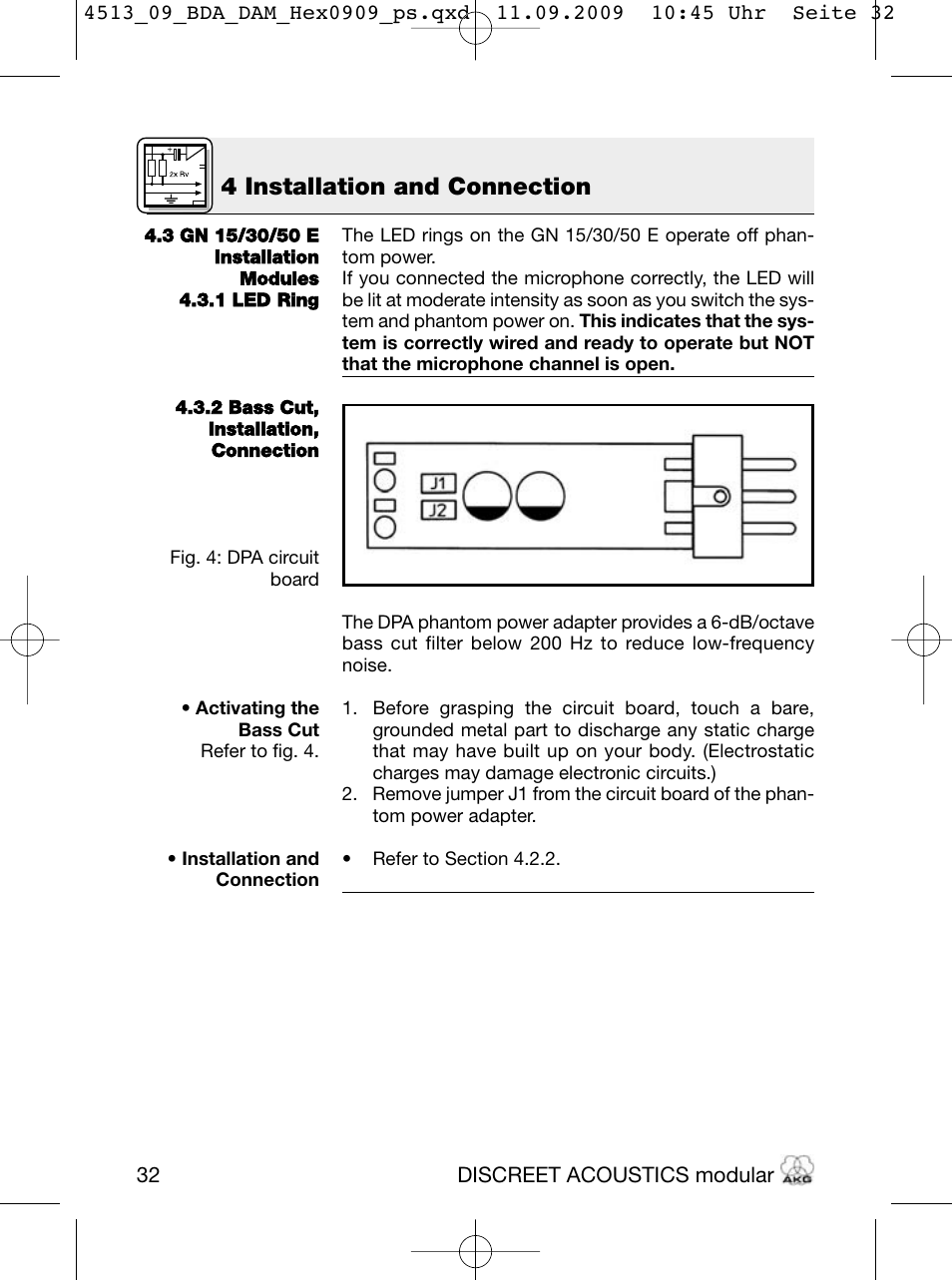 4 installation and connection | Akg HM 1000 Ceiling Hanging Module for CK Series Microphone Capsules User Manual | Page 32 / 132