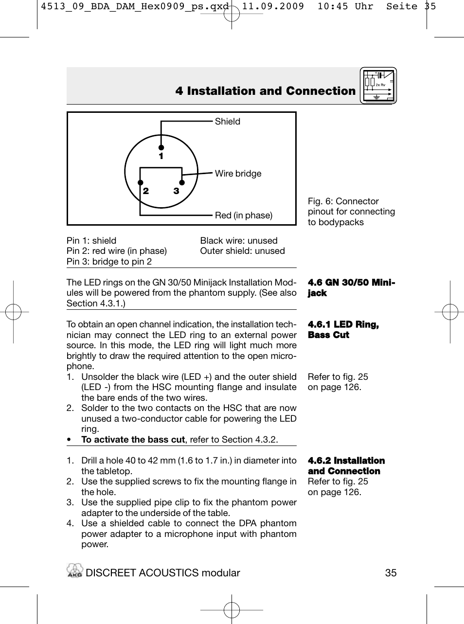 4 installation and connection | Akg HM 1000 Ceiling Hanging Module for CK Series Microphone Capsules User Manual | Page 35 / 132