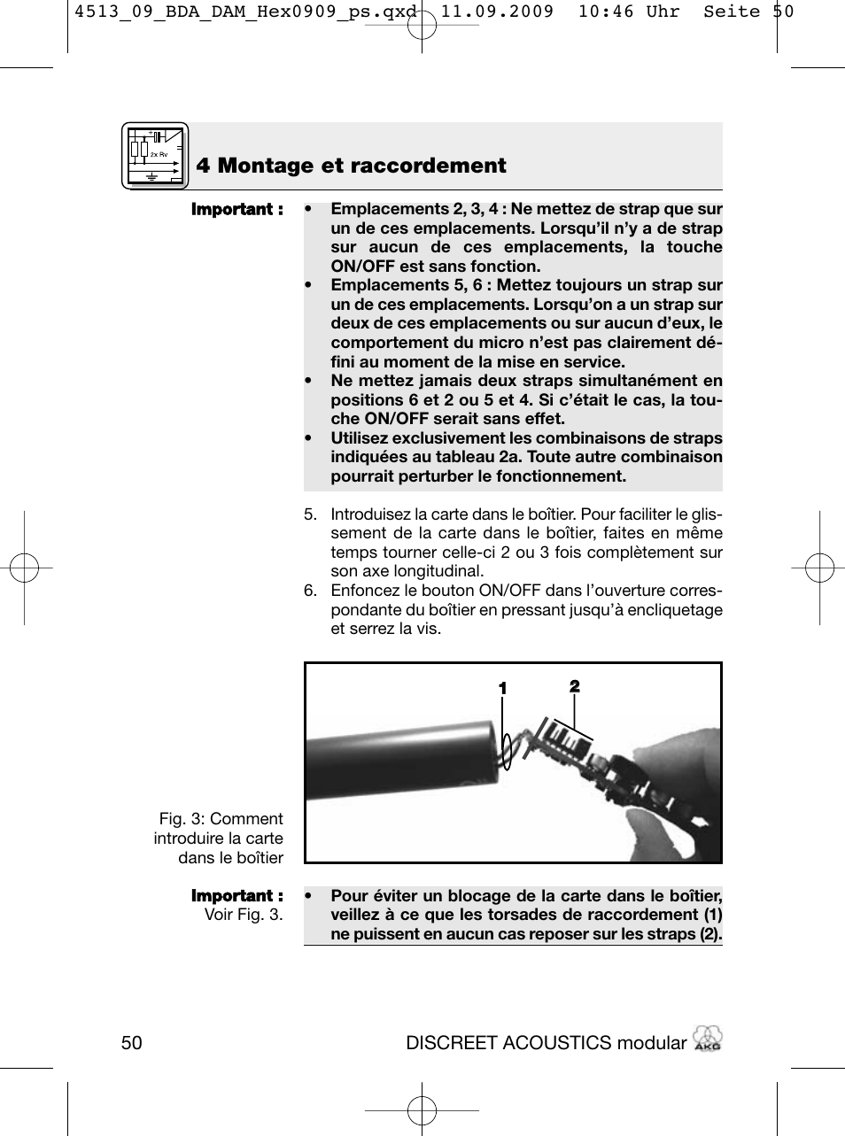 4 montage et raccordement | Akg HM 1000 Ceiling Hanging Module for CK Series Microphone Capsules User Manual | Page 50 / 132