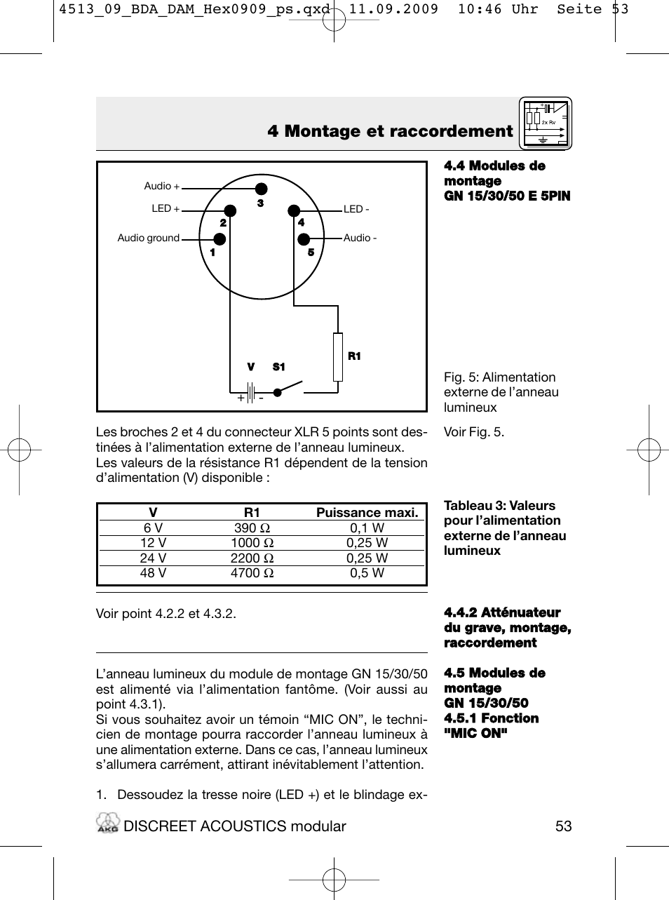 4 montage et raccordement, Discreet acoustics modular | Akg HM 1000 Ceiling Hanging Module for CK Series Microphone Capsules User Manual | Page 53 / 132