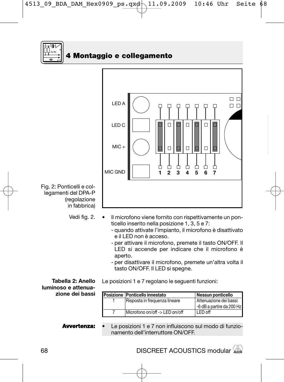 4 montaggio e collegamento, Discreet acoustics modular | Akg HM 1000 Ceiling Hanging Module for CK Series Microphone Capsules User Manual | Page 68 / 132