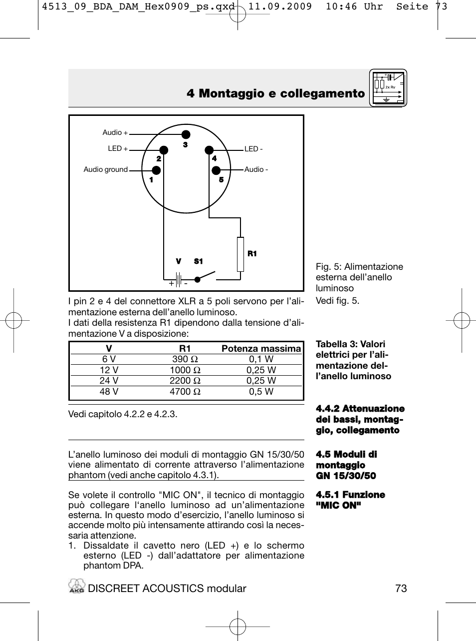 4 montaggio e collegamento, Discreet acoustics modular | Akg HM 1000 Ceiling Hanging Module for CK Series Microphone Capsules User Manual | Page 73 / 132